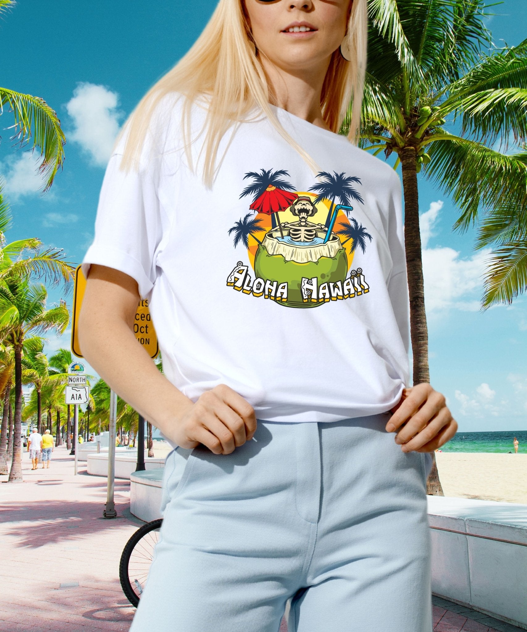 Aloha Hawaii Unisex Crewneck T-shirt, Summer Collection - Happiness A Click Away