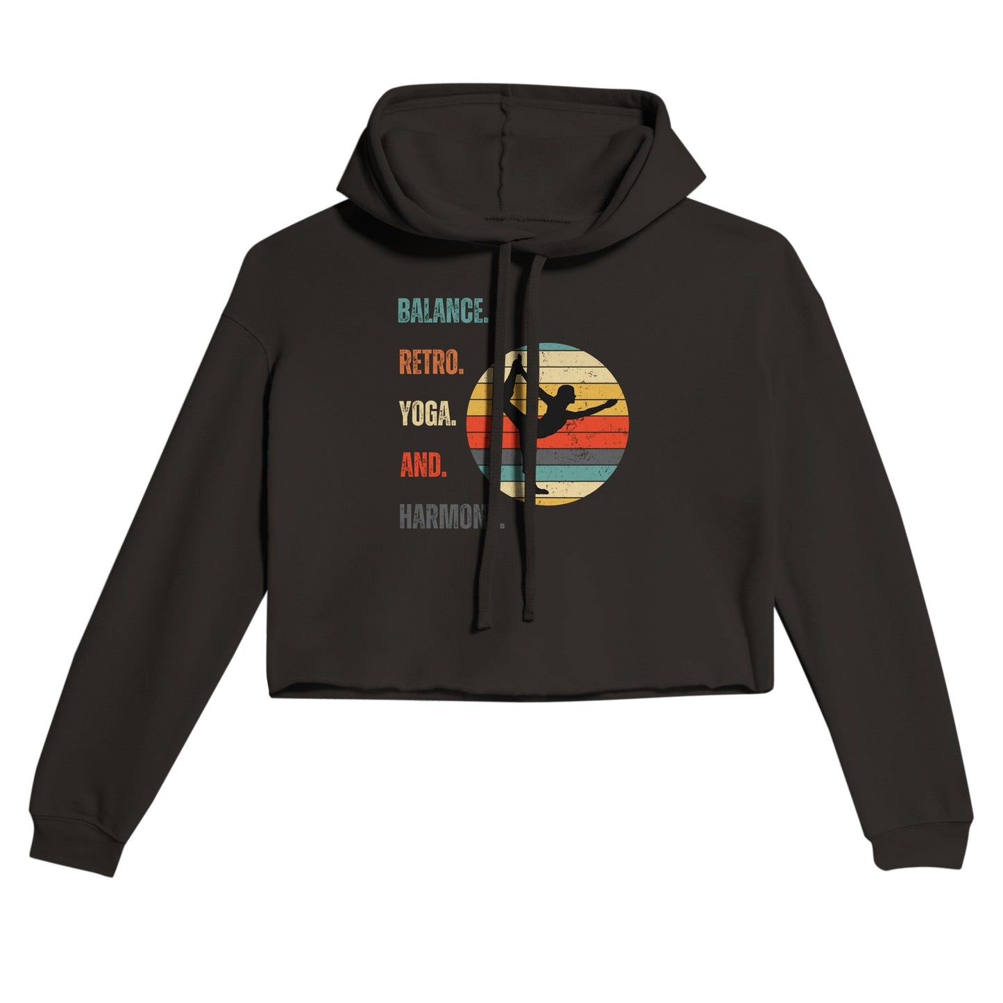 Balance, Retro, Yoga, Harmony Cropped Hoodie - Happiness A Click Away