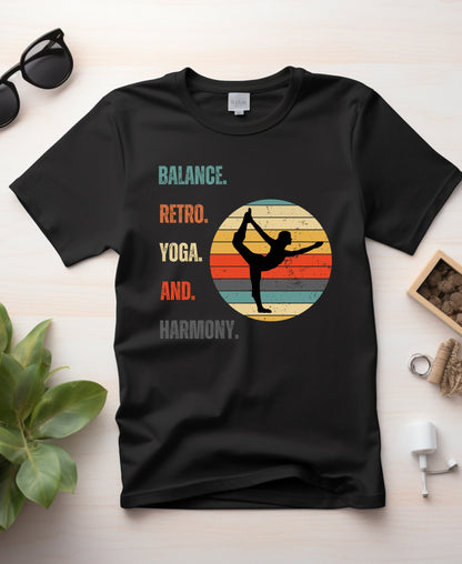 Balance, Retro, Yoga, Harmony Heavyweight Unisex Crewneck T-shirt - Happiness A Click Away