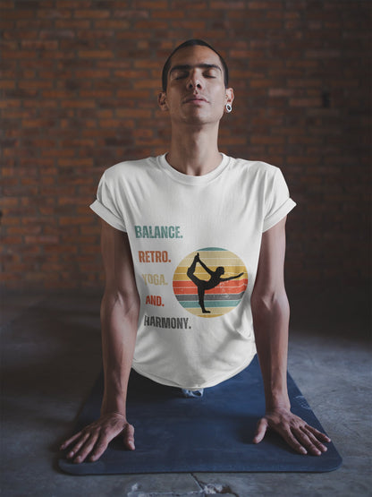 Balance, Retro, Yoga, Harmony Heavyweight Unisex Crewneck T - shirt - Happiness A Click Away