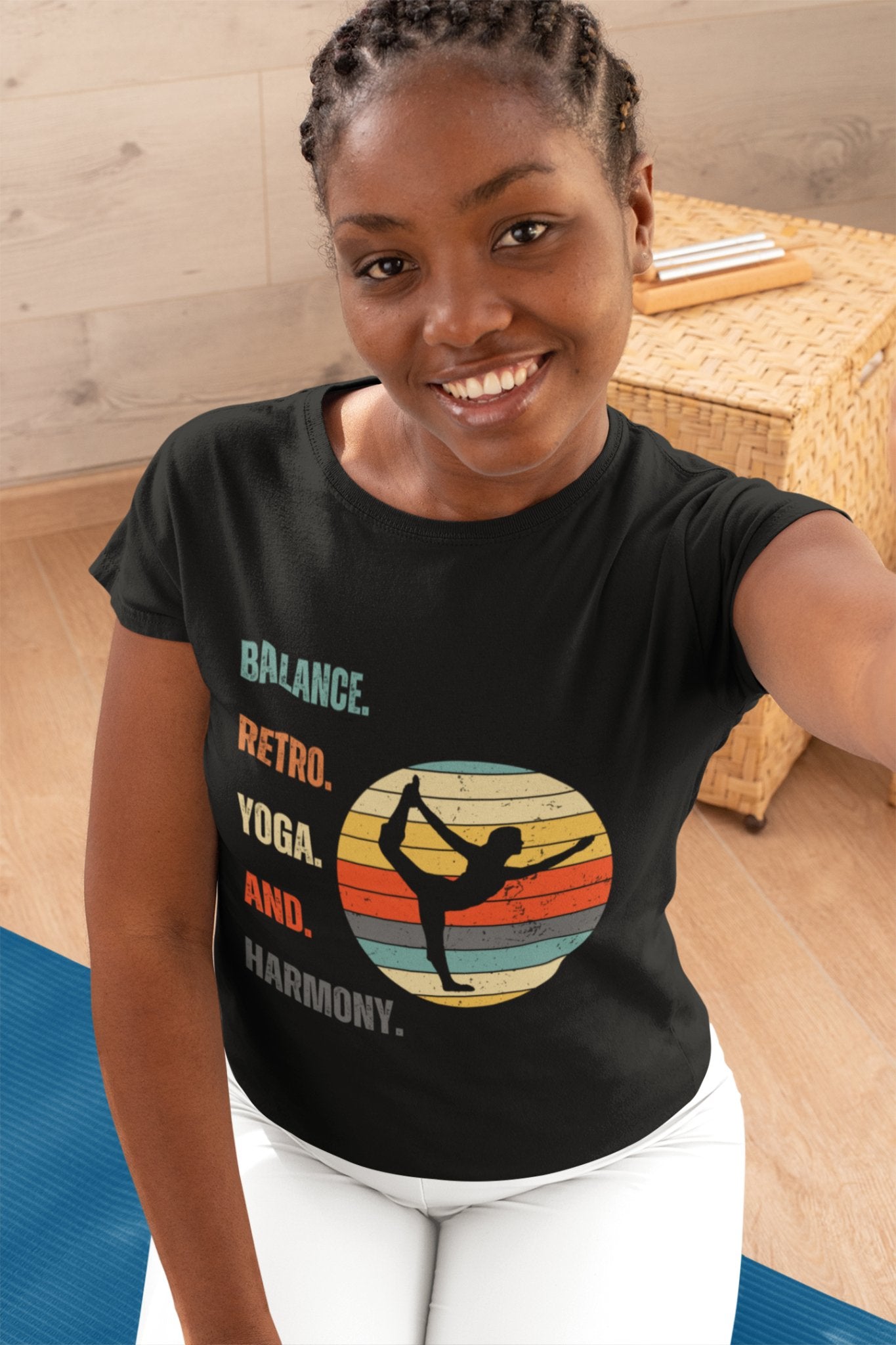 Balance, Retro, Yoga, Harmony Heavyweight Unisex Crewneck T - shirt - Happiness A Click Away