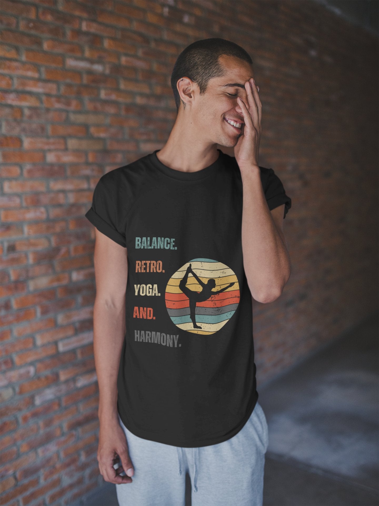 Balance, Retro, Yoga, Harmony Heavyweight Unisex Crewneck T - shirt - Happiness A Click Away