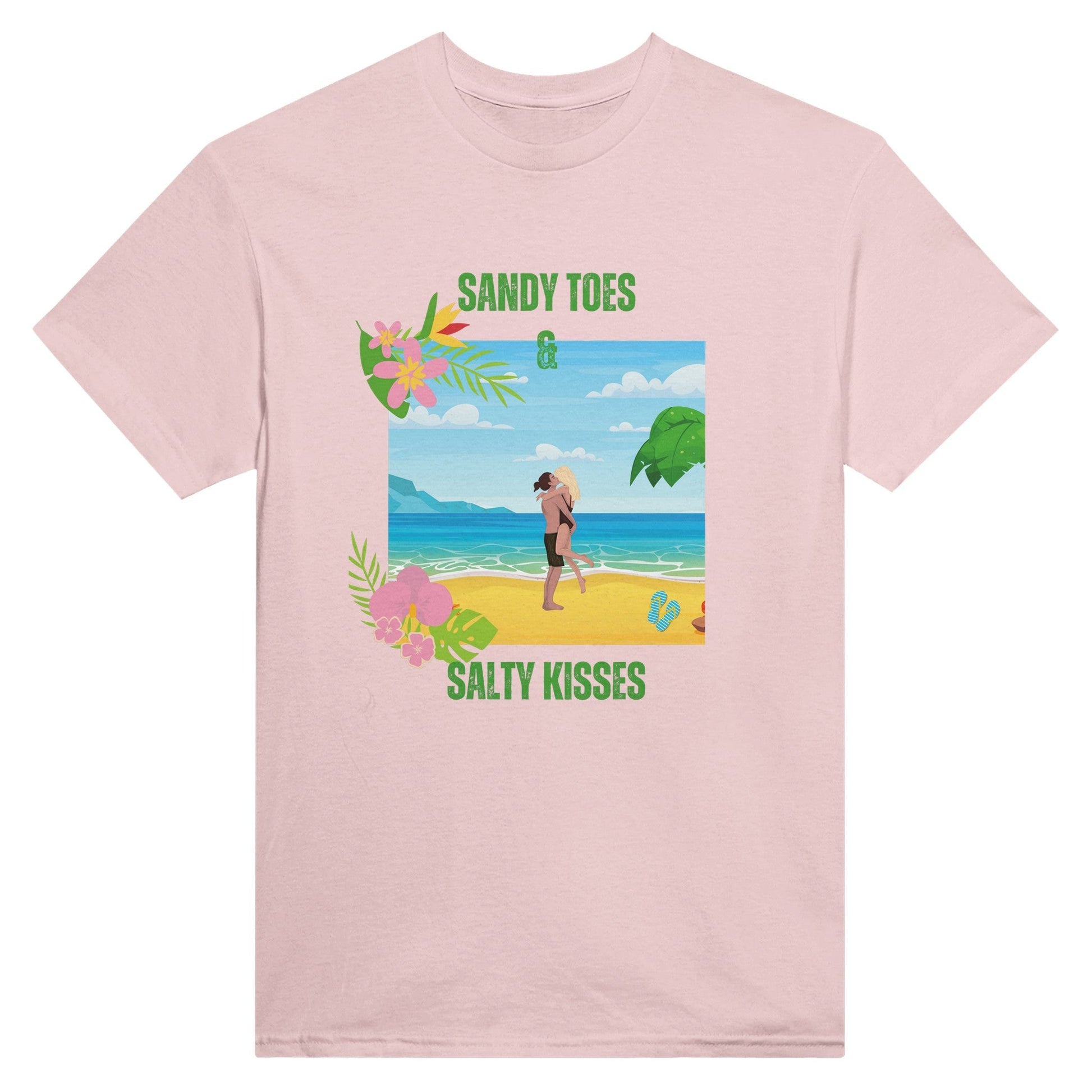 Beach Bliss Unisex Crewneck T-shirt - Sandy Toes & Salty Kisses, Summer Collection - Happiness A Click Away