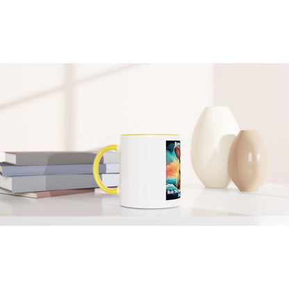 Bunny wisdom: ride the wave, don't let it ride you! White 11oz Ceramic Mug with Color Inside - Happiness A Click Away