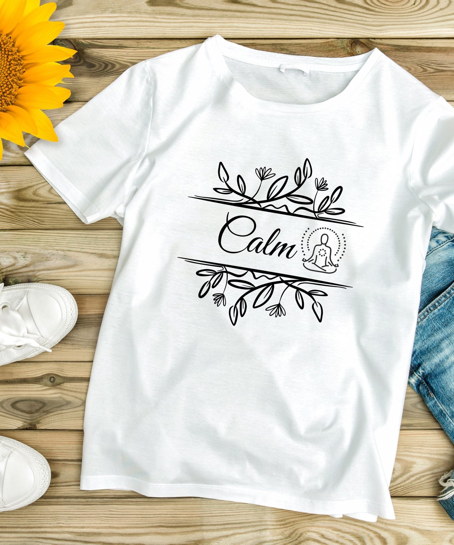 Calm - Heavyweight Unisex Crewneck T-shirt - Happiness A Click Away