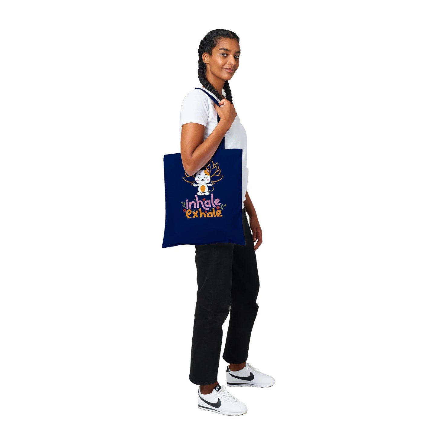 Calm Kitty: Inhale Exhale Classic Tote Bag - Happiness A Click Away