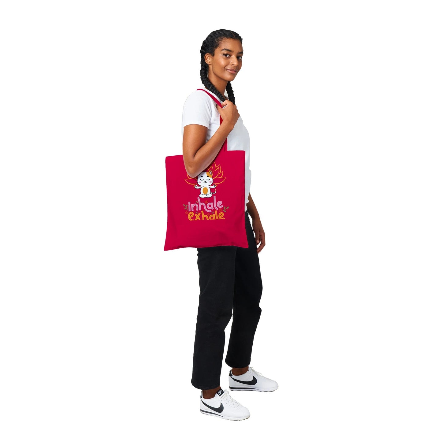 Calm Kitty: Inhale Exhale Classic Tote Bag - Happiness A Click Away