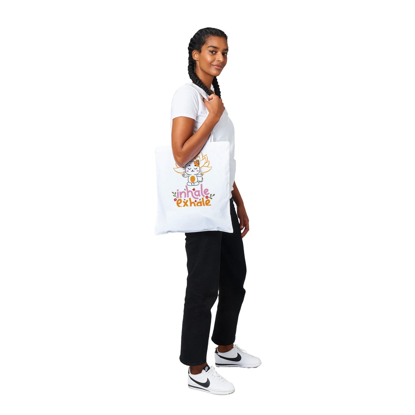 Calm Kitty: Inhale Exhale Classic Tote Bag - Happiness A Click Away