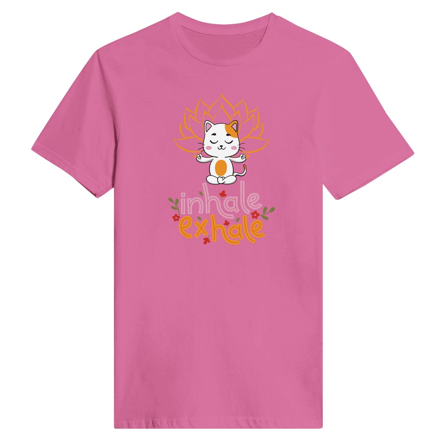 Calm Kitty: Inhale Exhale Classic Womens Crewneck T-shirt - Happiness A Click Away