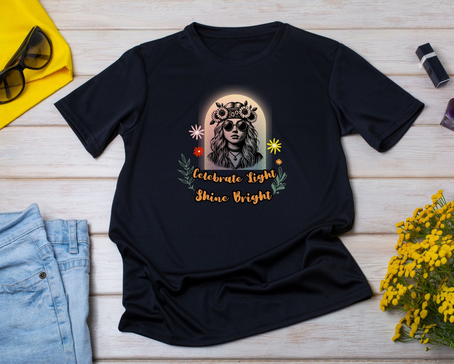 Celebrate Light, Shine Bright -Unisex Crewneck T-shirt, Celebrating Women - Happiness A Click Away