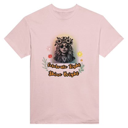 Celebrate Light, Shine Bright -Unisex Crewneck T-shirt, Celebrating Women - Happiness A Click Away