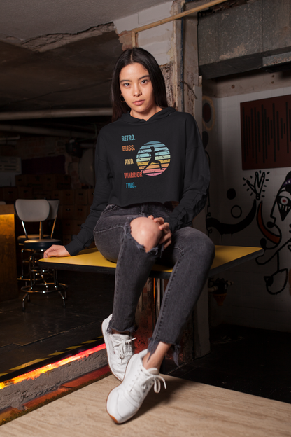 Retro Bliss & Warrior Two  Women's Cropped Hoodie