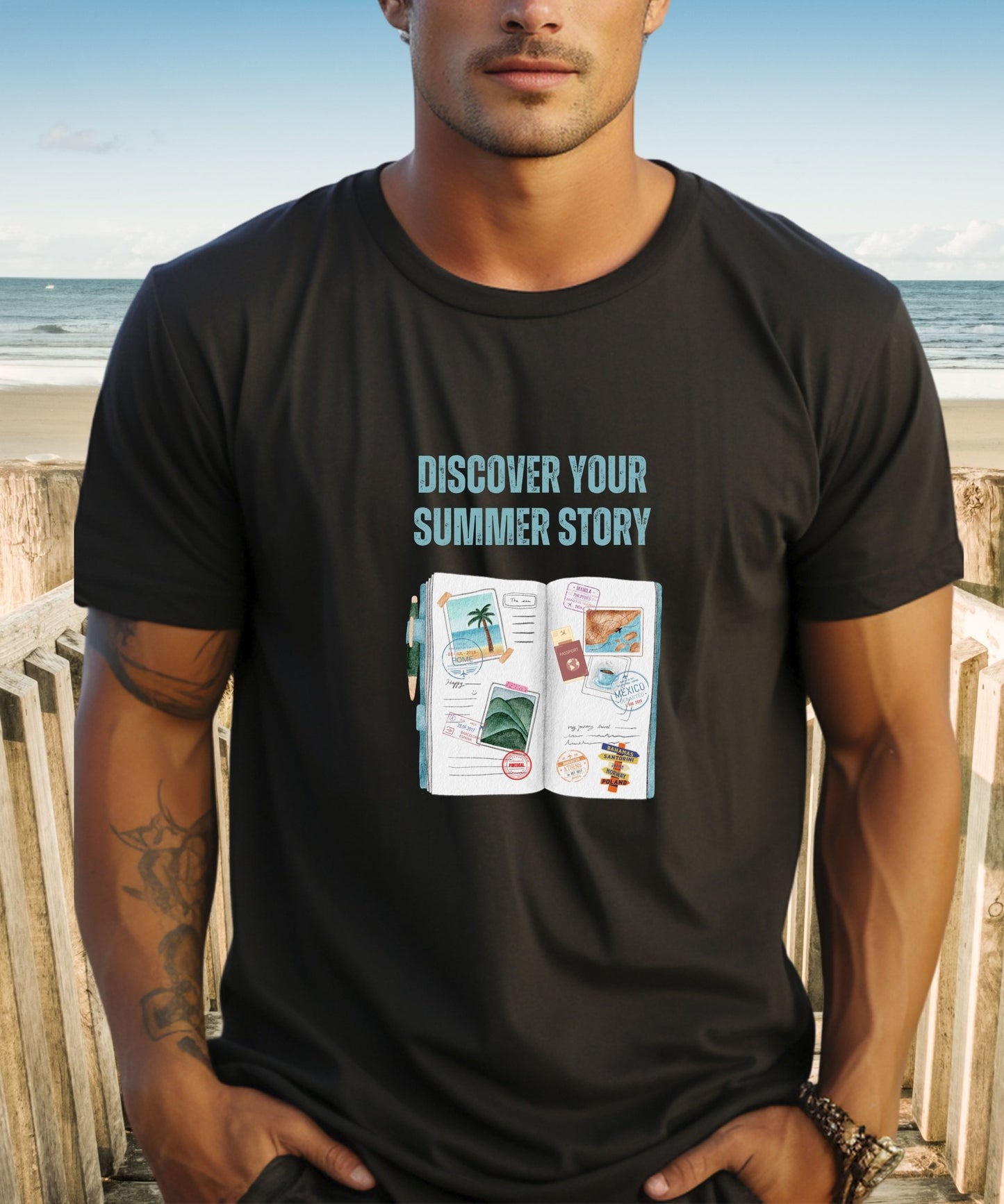 Discover Your Summer Story Unisex Crewneck T-shirt - Your Story Starts Here! - Happiness A Click Away