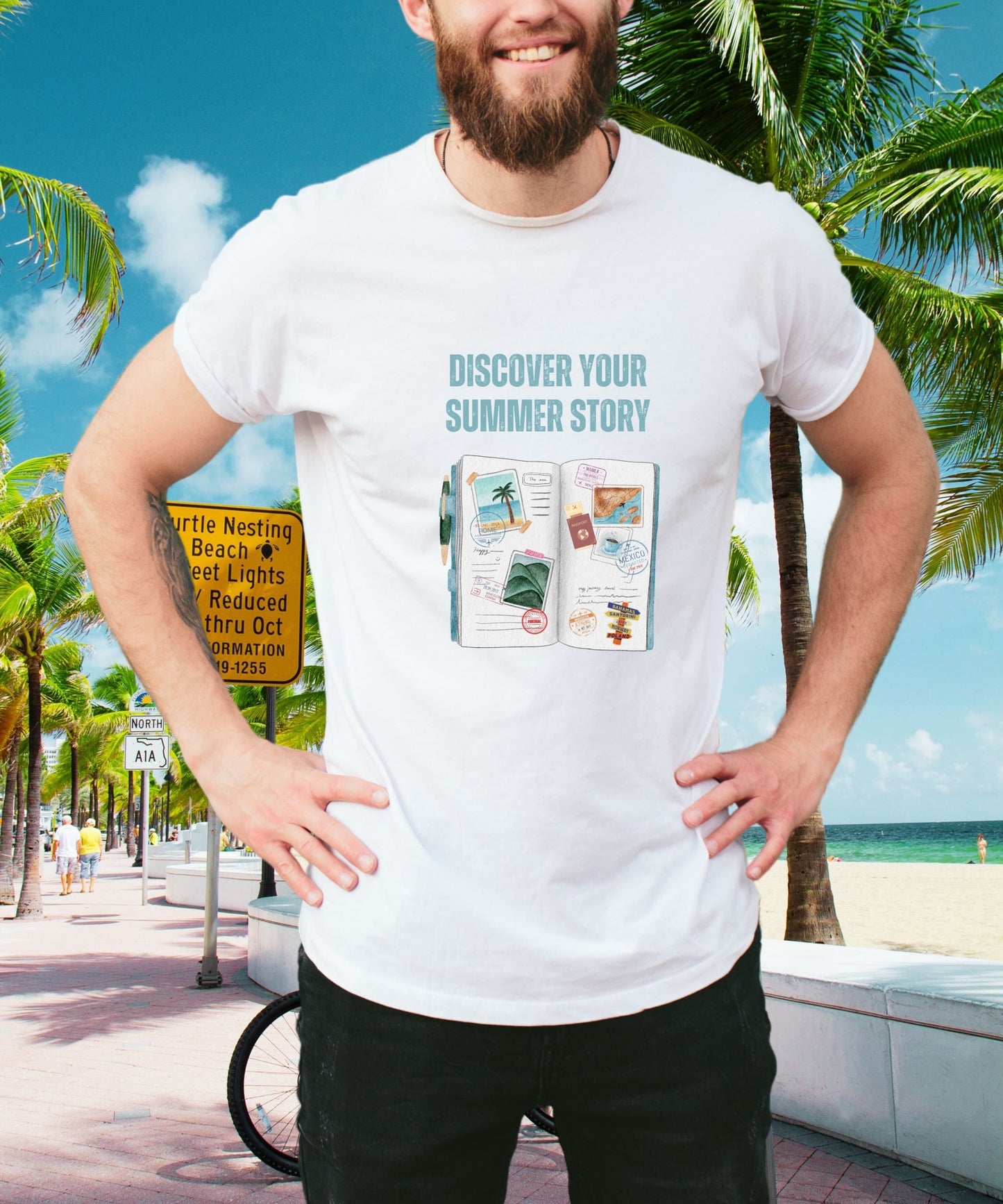 Discover Your Summer Story Unisex Crewneck T-shirt - Your Story Starts Here! - Happiness A Click Away