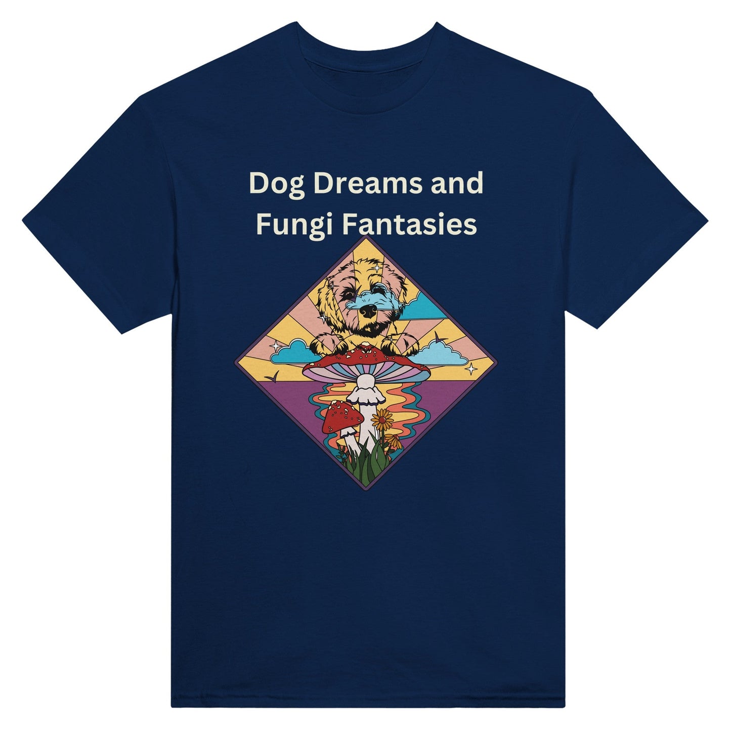 Dog Dreams and Fungi Fantasies- Heavyweight Unisex Crewneck T-shirt - Happiness A Click Away