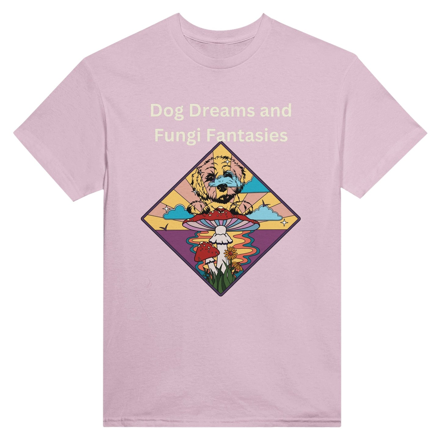 Dog Dreams and Fungi Fantasies- Heavyweight Unisex Crewneck T-shirt - Happiness A Click Away