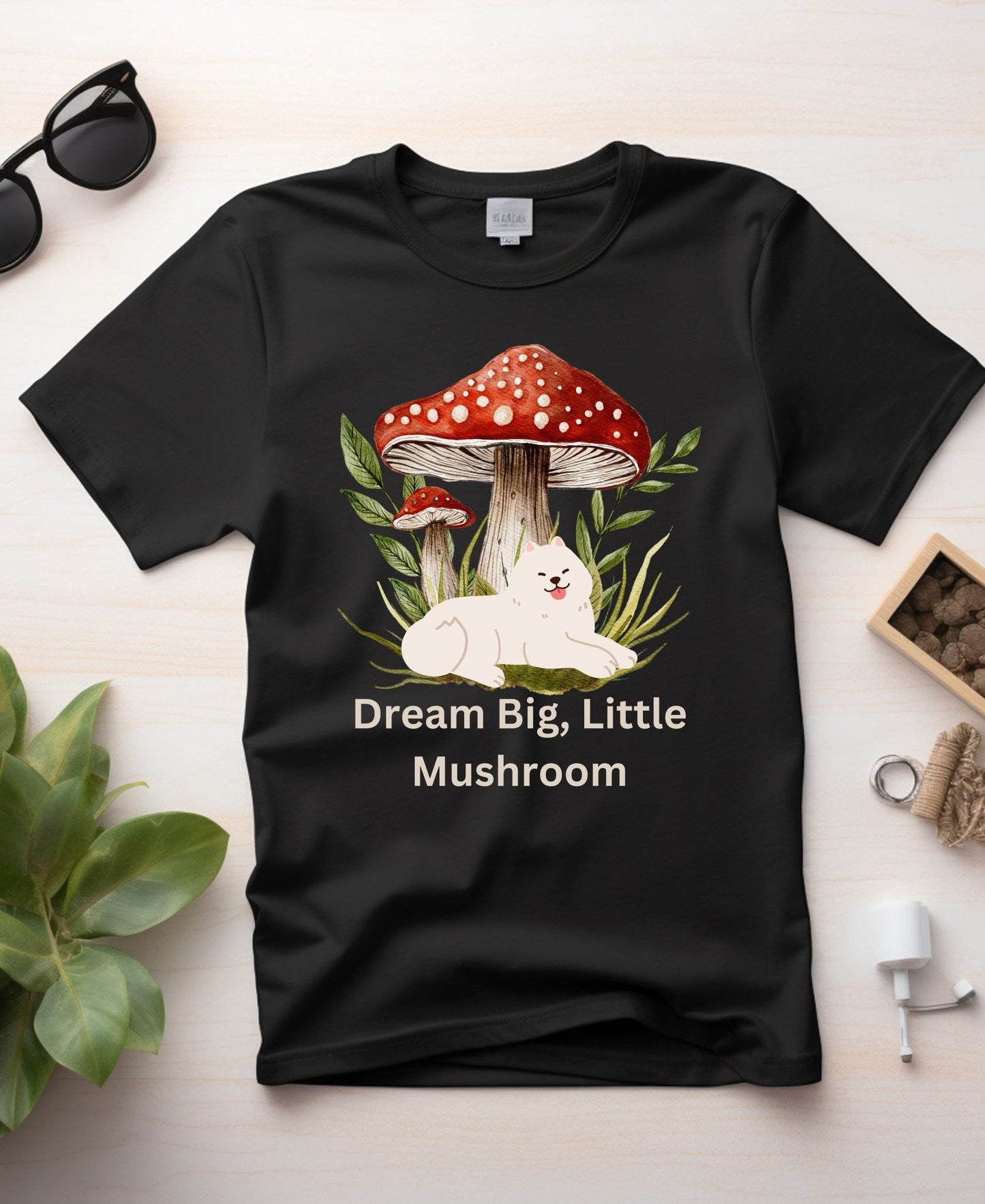 Dream Big, Little Mushroom - Heavyweight Unisex Crewneck T-shirt - Happiness A Click Away