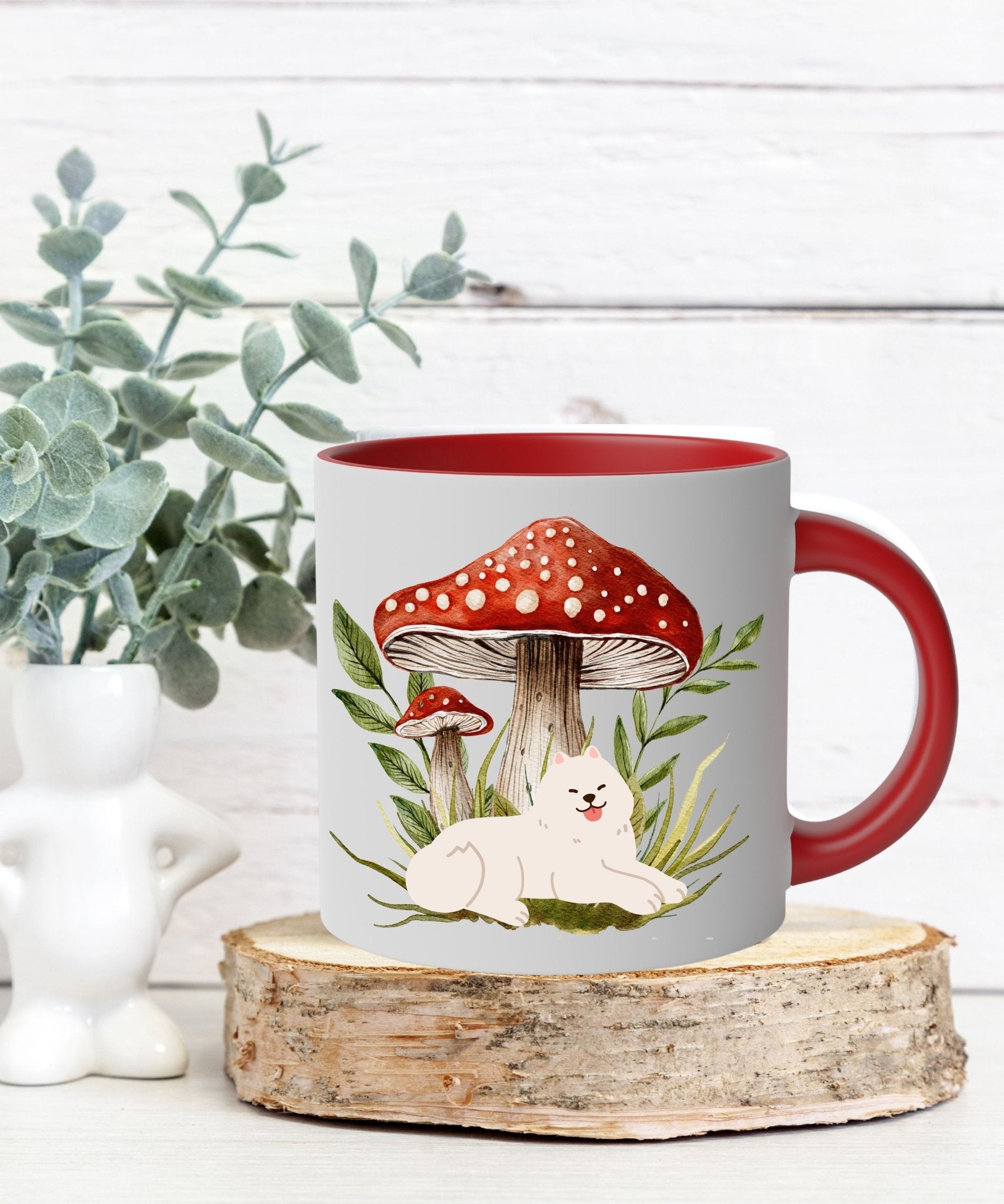 Dream Big, Little Mushroom - White 11oz Ceramic Mug with Color Inside - Happiness A Click Away