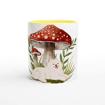 Dream Big, Little Mushroom - White 11oz Ceramic Mug with Color Inside - Happiness A Click Away