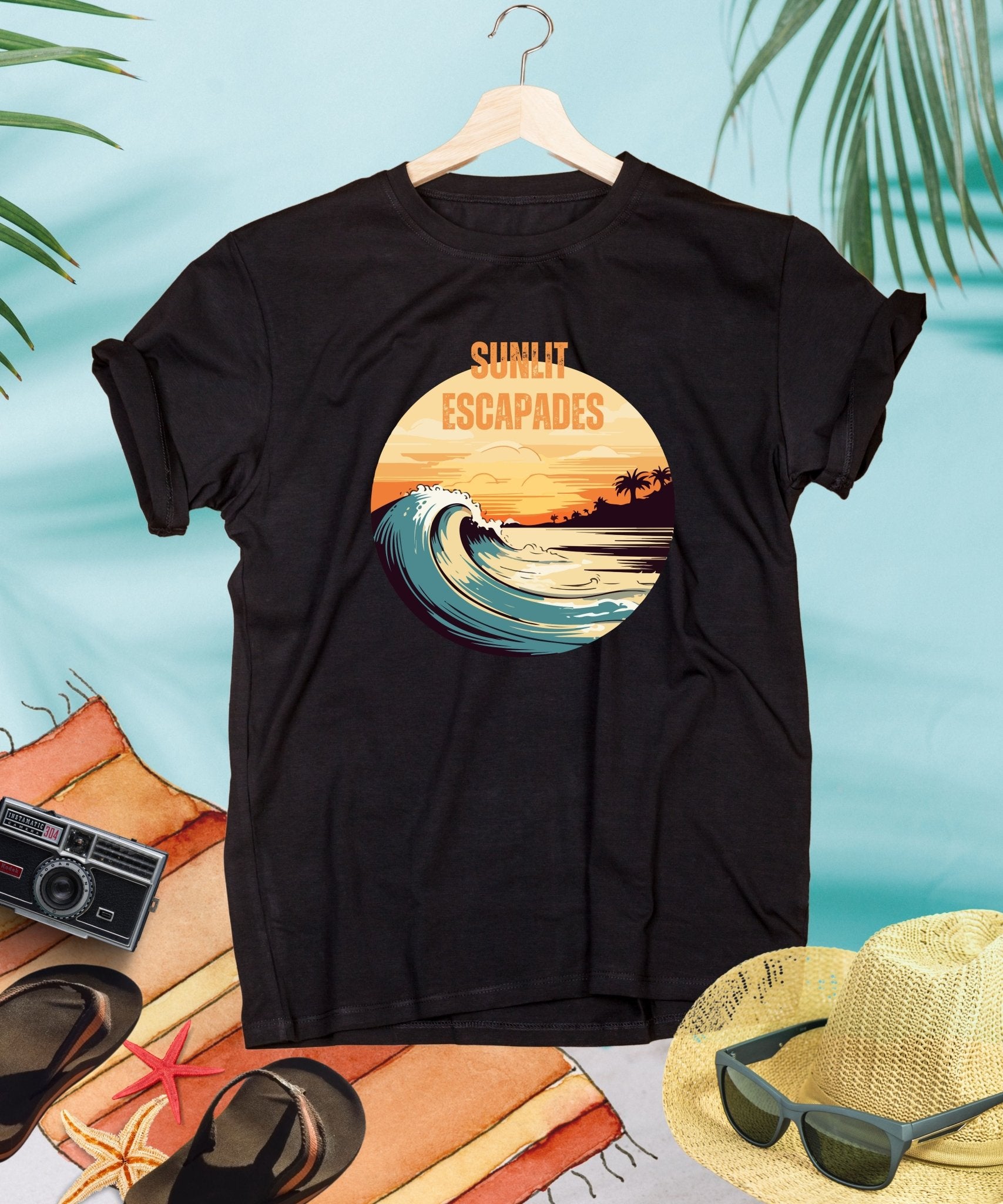 Embrace Summer Sunlit Escapades Unisex Crewneck T-shirt -Tropical Getaway, Summer Collection - Happiness A Click Away