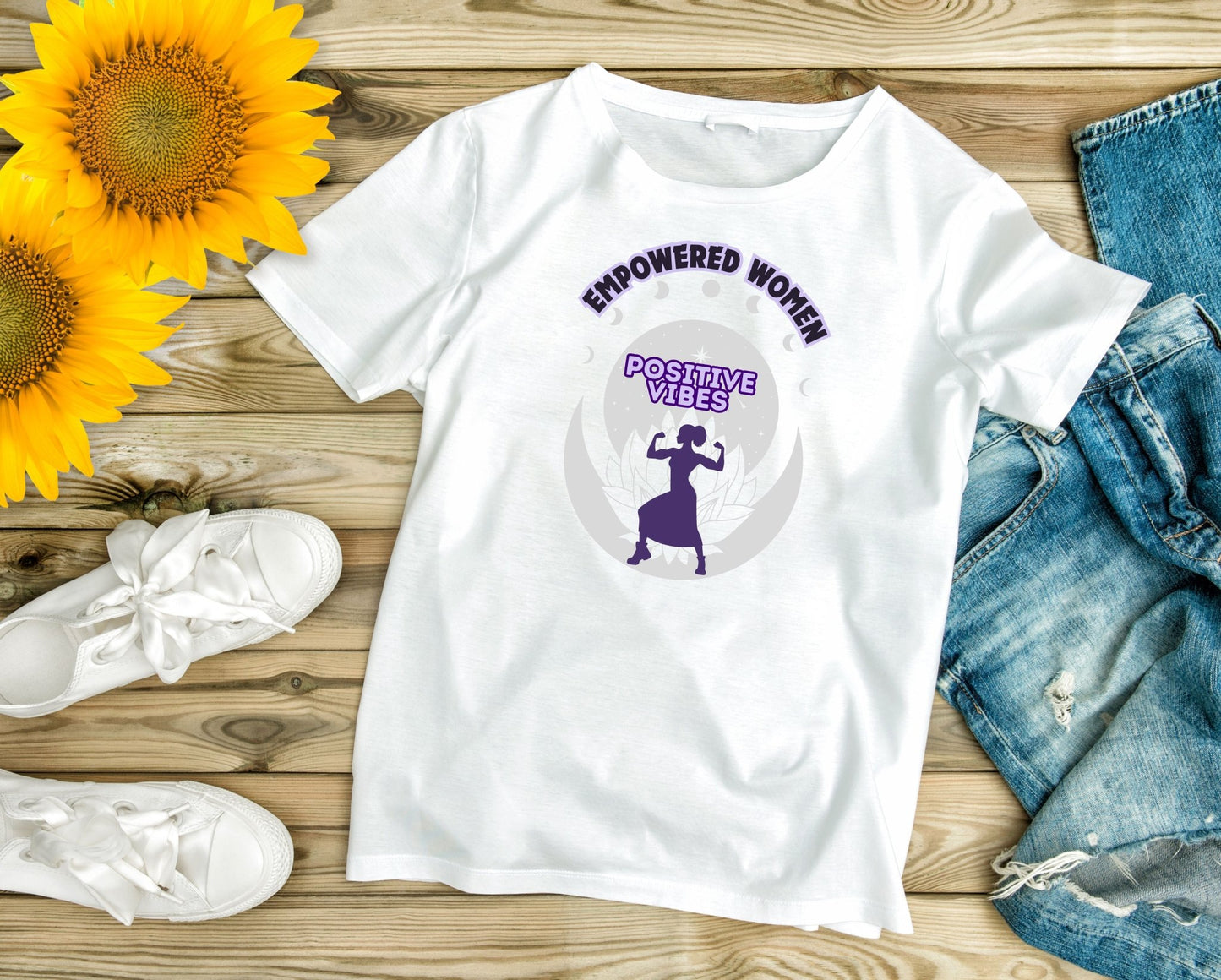 Empowered Women, Positive Vibes -Unisex Crewneck T-shirt, Celebrating Women - Happiness A Click Away