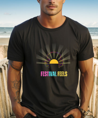 Festival Feels Unisex T-shirt for Summer Celebrations and Music Festivals - Happiness A Click Away