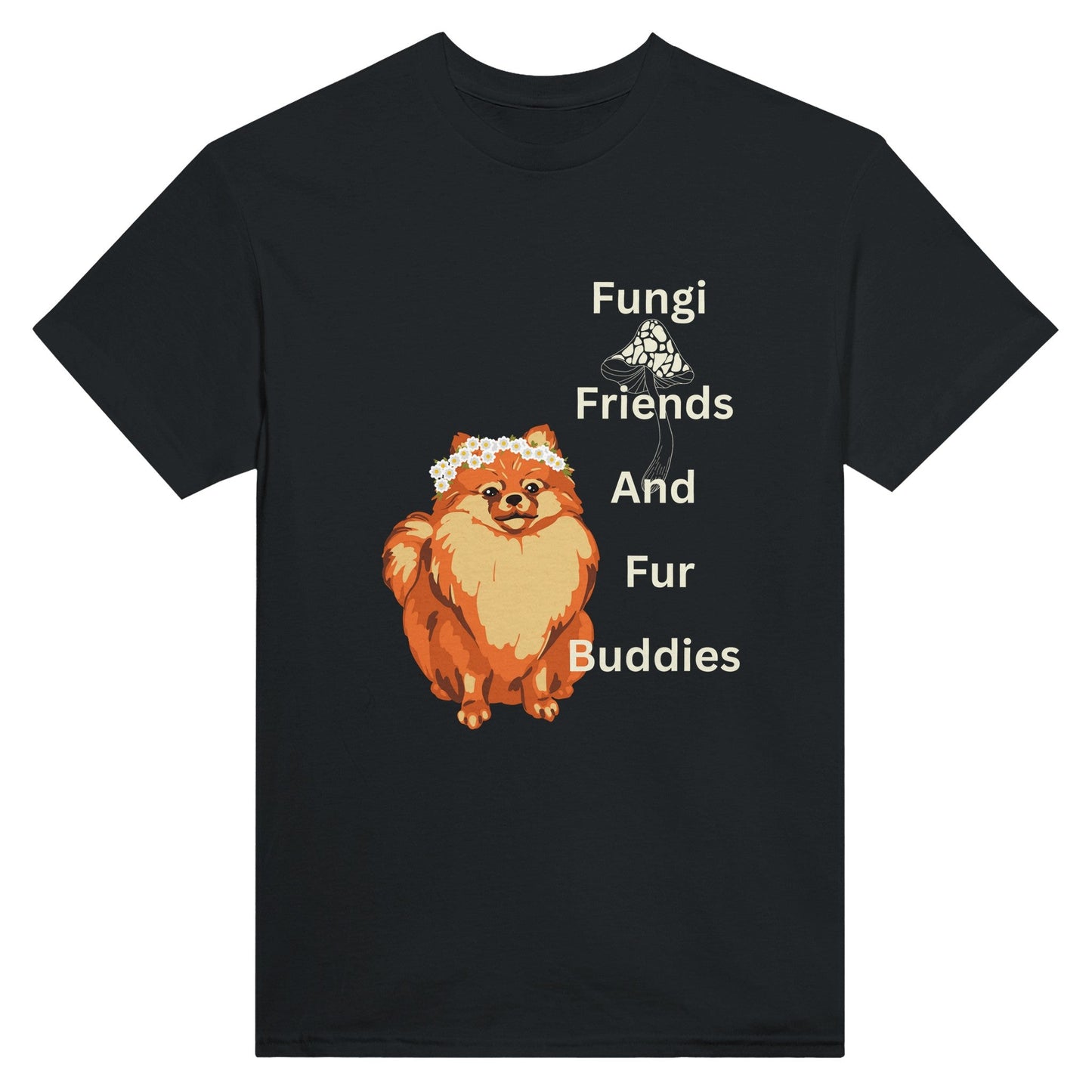 Fungi friends and fur buddies Heavyweight Unisex Crewneck T-shirt - Happiness A Click Away