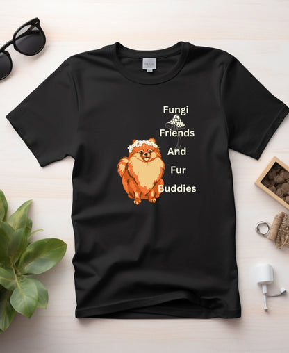 Fungi friends and fur buddies Heavyweight Unisex Crewneck T-shirt - Happiness A Click Away