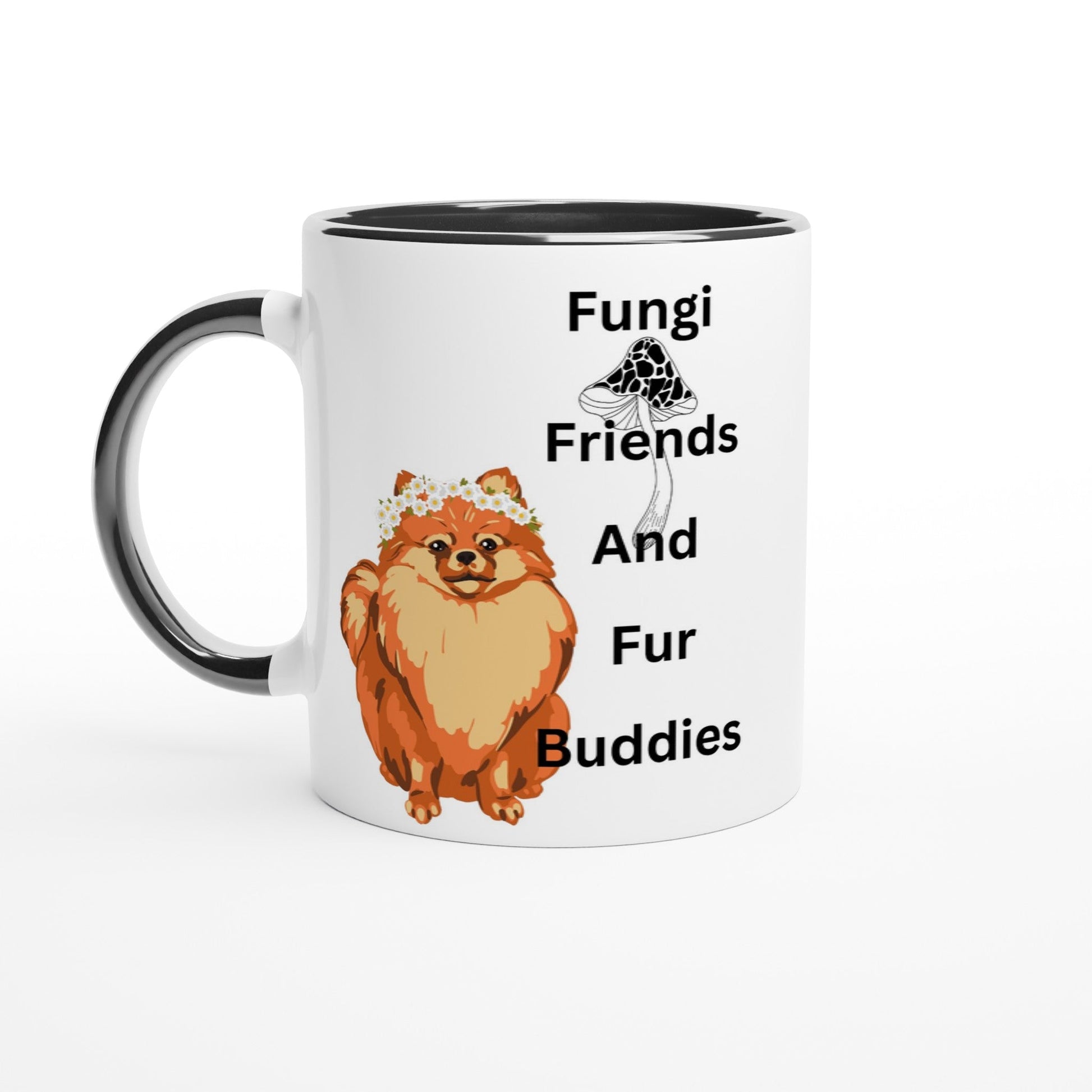 Fungi friends and fur buddies Heavyweight Unisex Crewneck T-shirt - White 11oz Ceramic Mug with Color Inside - Happiness A Click Away