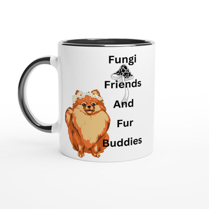 Fungi friends and fur buddies Heavyweight Unisex Crewneck T-shirt - White 11oz Ceramic Mug with Color Inside - Happiness A Click Away