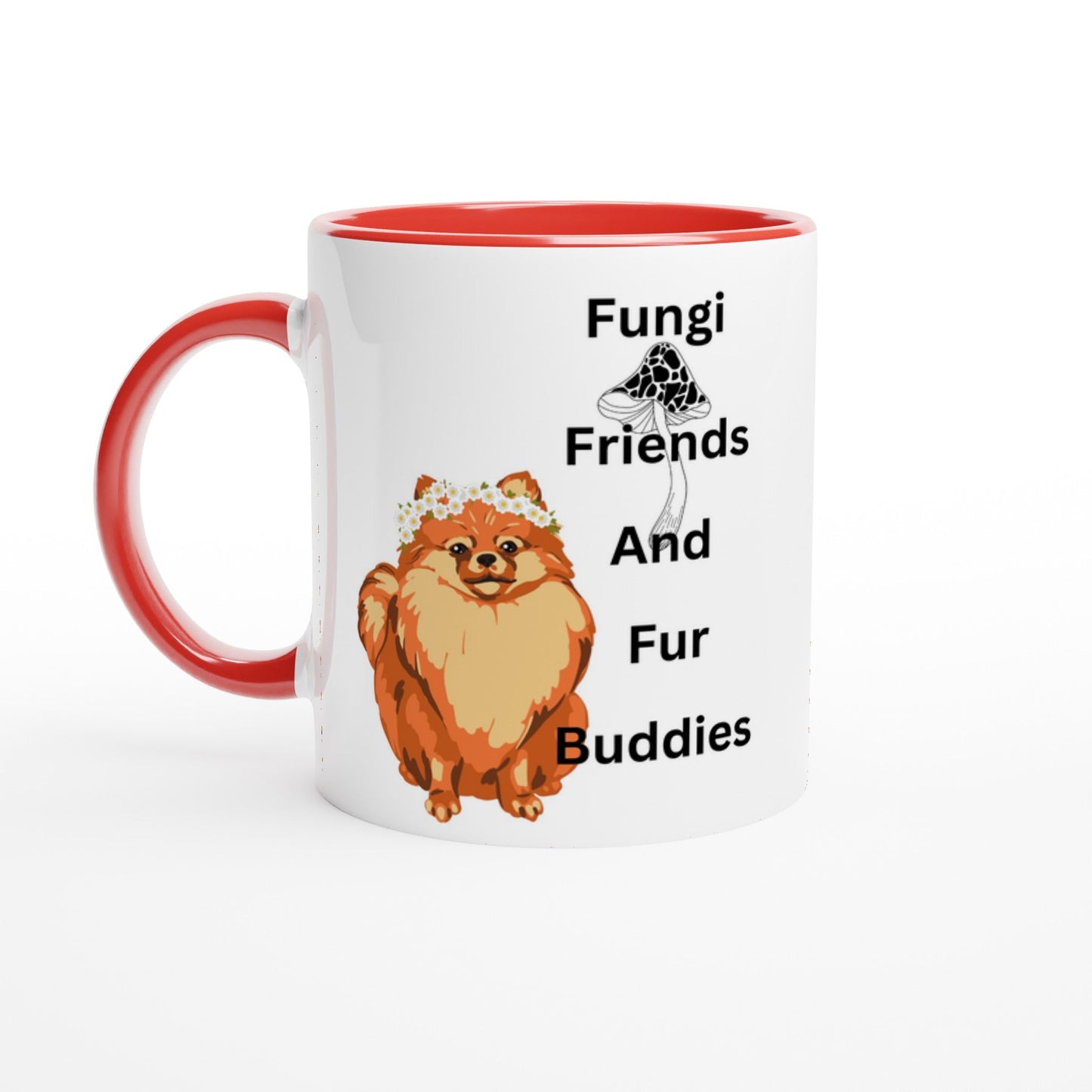 Fungi friends and fur buddies Heavyweight Unisex Crewneck T-shirt - White 11oz Ceramic Mug with Color Inside - Happiness A Click Away