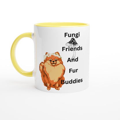 Fungi friends and fur buddies Heavyweight Unisex Crewneck T-shirt - White 11oz Ceramic Mug with Color Inside - Happiness A Click Away