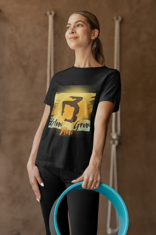 Glow Flow Grow Unisex Crewneck T-Shirt - Yoga Retro Collection