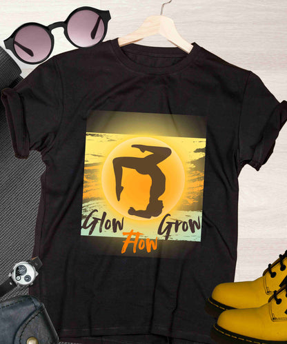 Glow Flow Grow Unisex Crewneck T-Shirt - Yoga Retro Collection