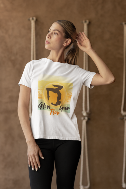 Glow Flow Grow Unisex Crewneck T-Shirt - Yoga Retro Collection