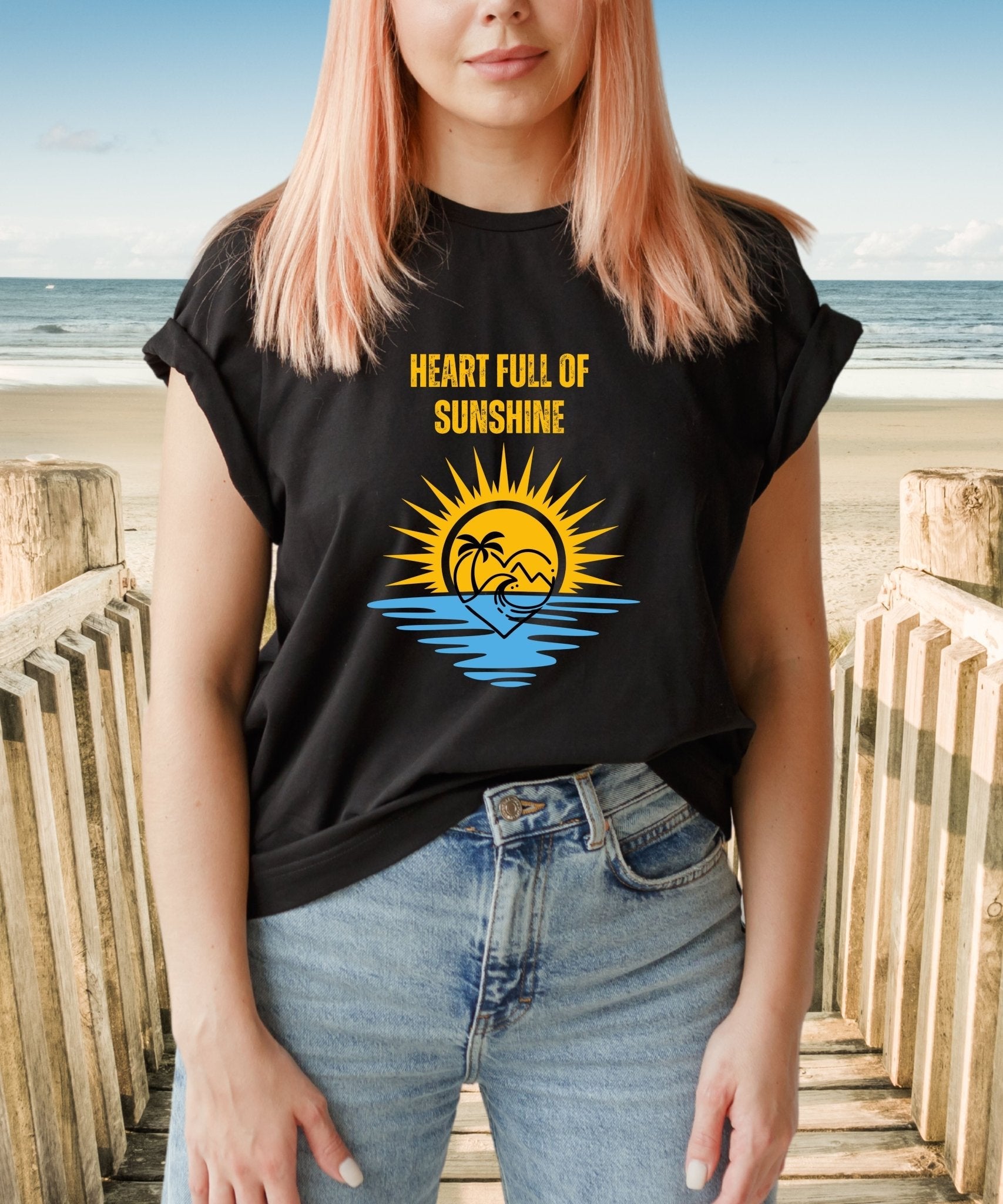 Heart Full of Sunshine Unisex Crewneck T - shirt - Spread Sunshine Everywhere, Summer Collection - Happiness A Click Away