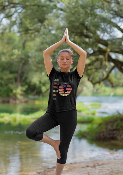 Retro Roots: Stand Tall in Tree Pose Heavyweight Unisex Crewneck T-shirt