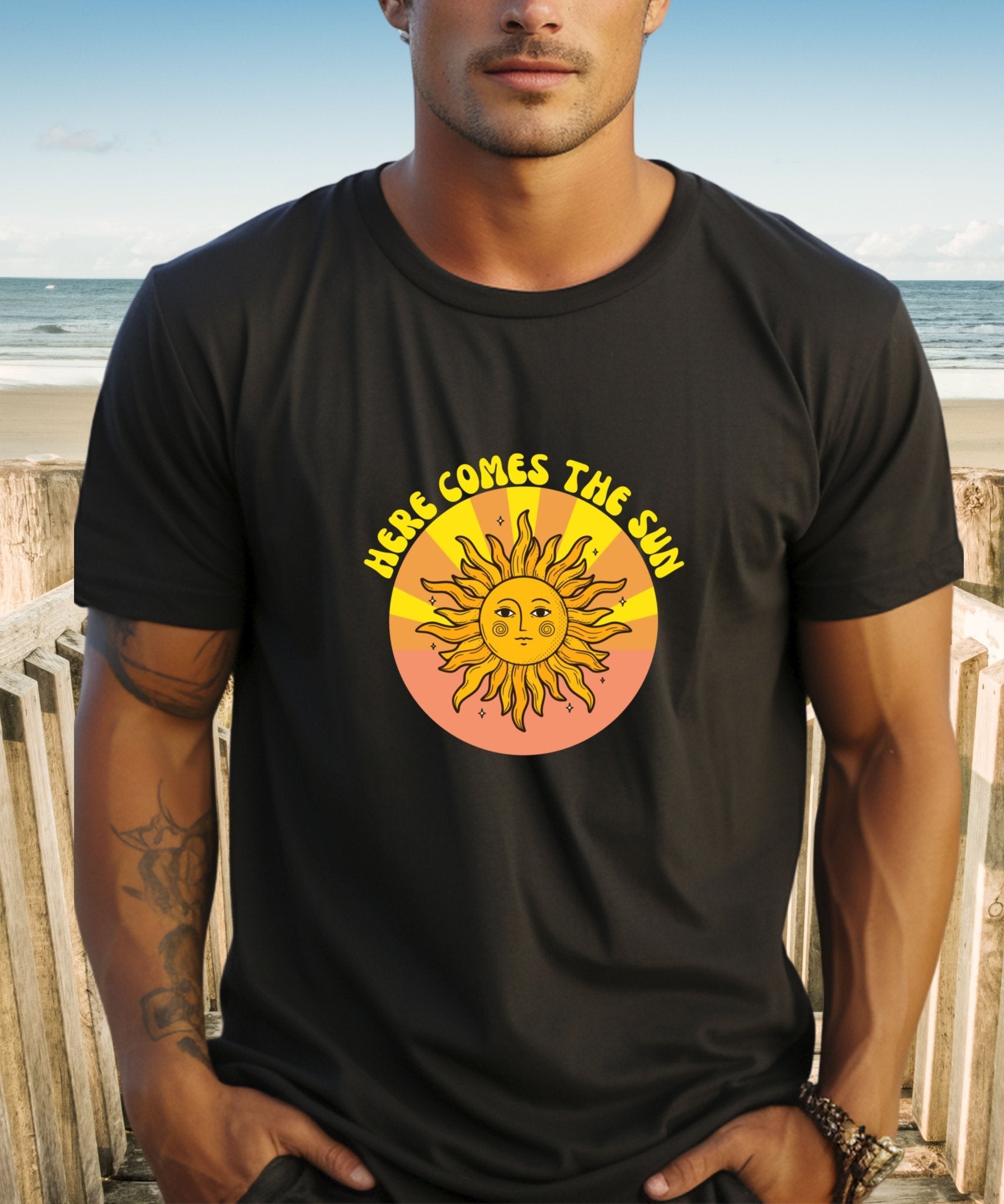 Here Comes the Sun Unisex Crewneck T-shirt, Summer Collection - Happiness A Click Away