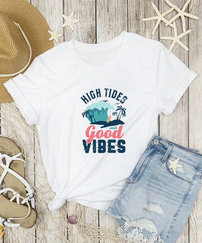 High Tides and Summer Vibes Unisex Crewneck T-shirt - Happiness A Click Away