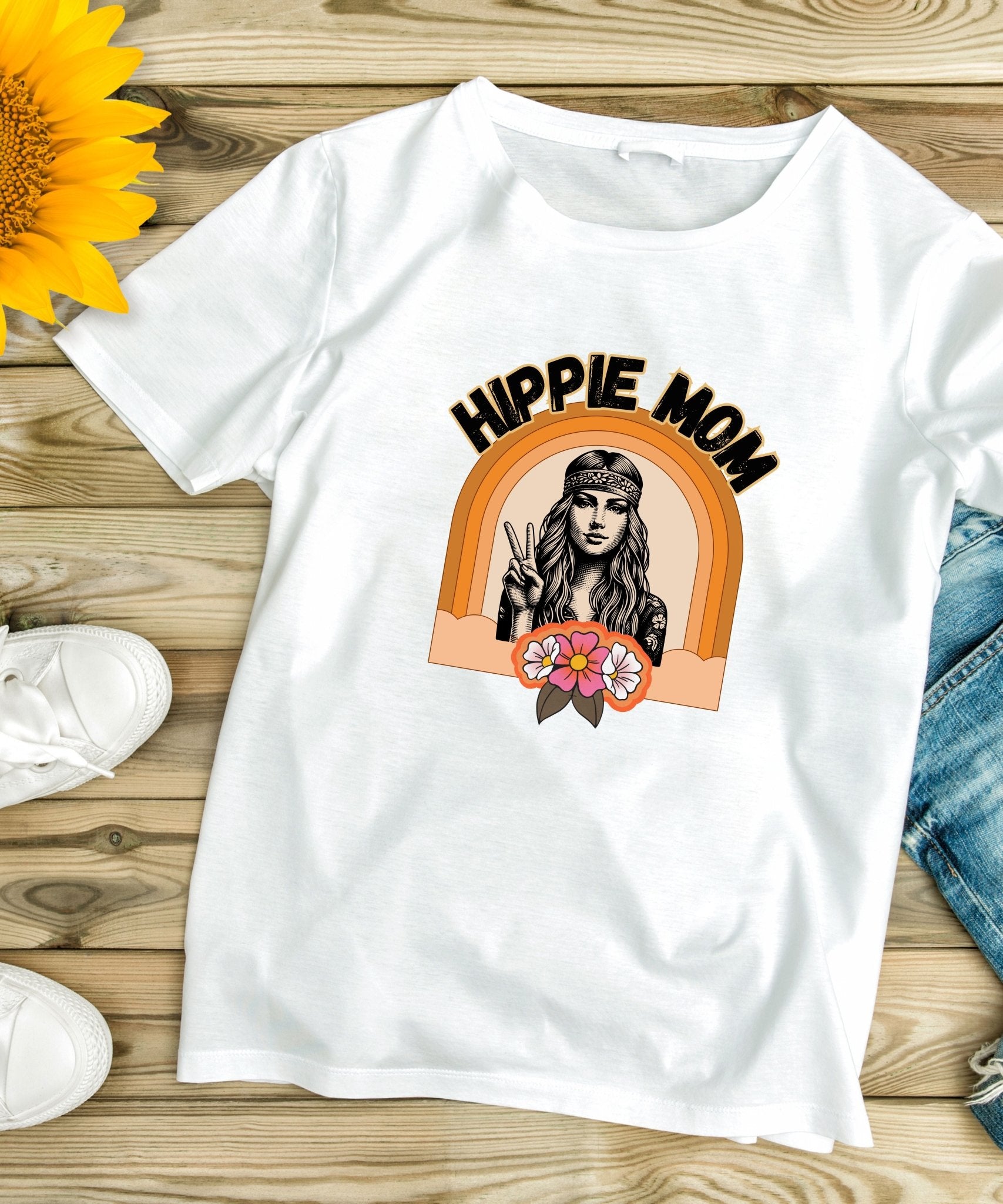 Hippie Mom Unisex Crewneck T-shirt - Happiness A Click Away