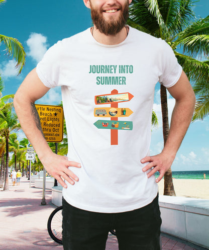 Journey into Summer Unisex Crewneck T - shirt - Your Ticket to Adventure - Happiness A Click Away