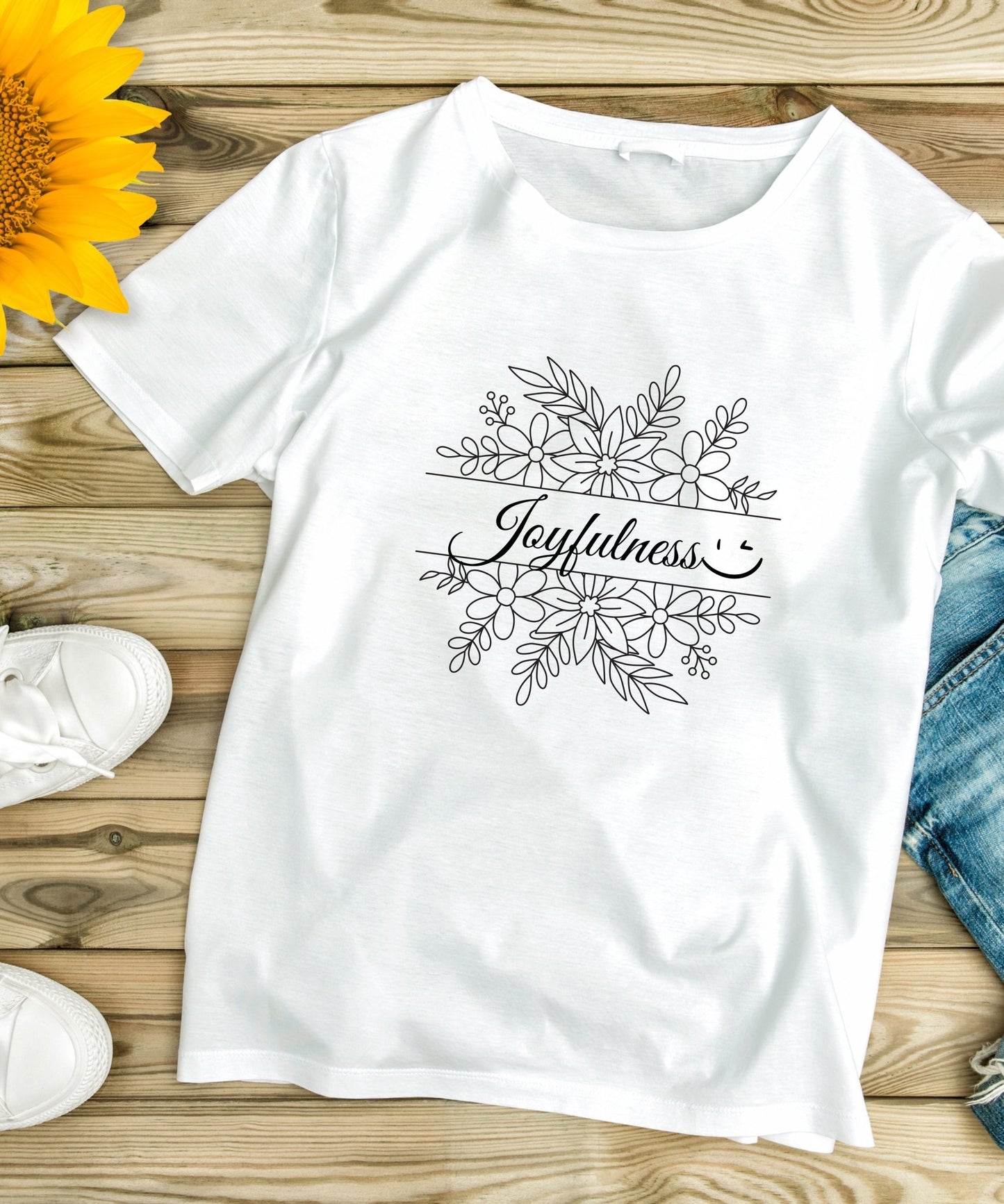 Joyfulness - Heavyweight Unisex Crewneck T-shirt - Happiness A Click Away