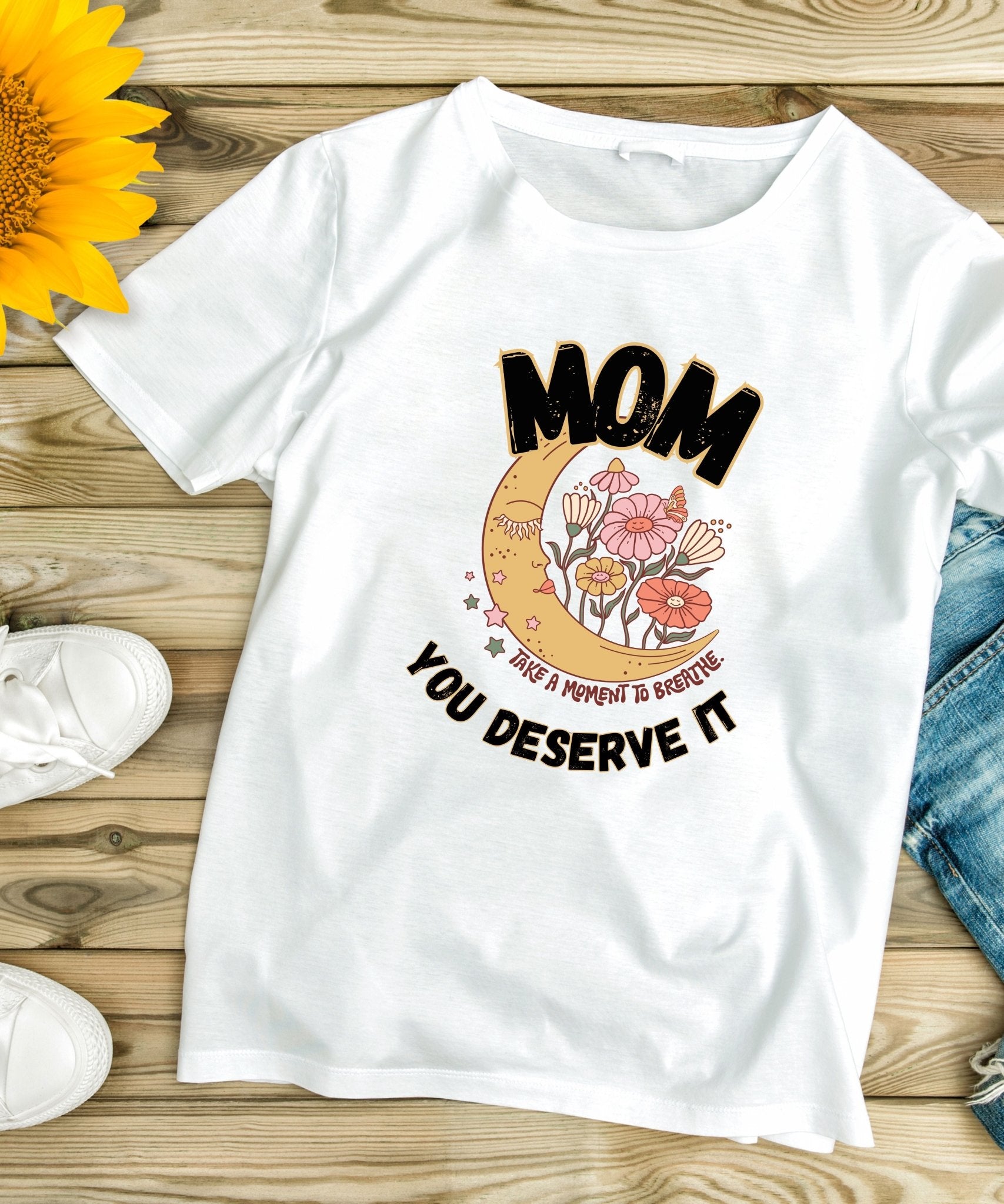 Mom, Take a Moment to Breathe Unisex Crewneck T-shirt - Happiness A Click Away