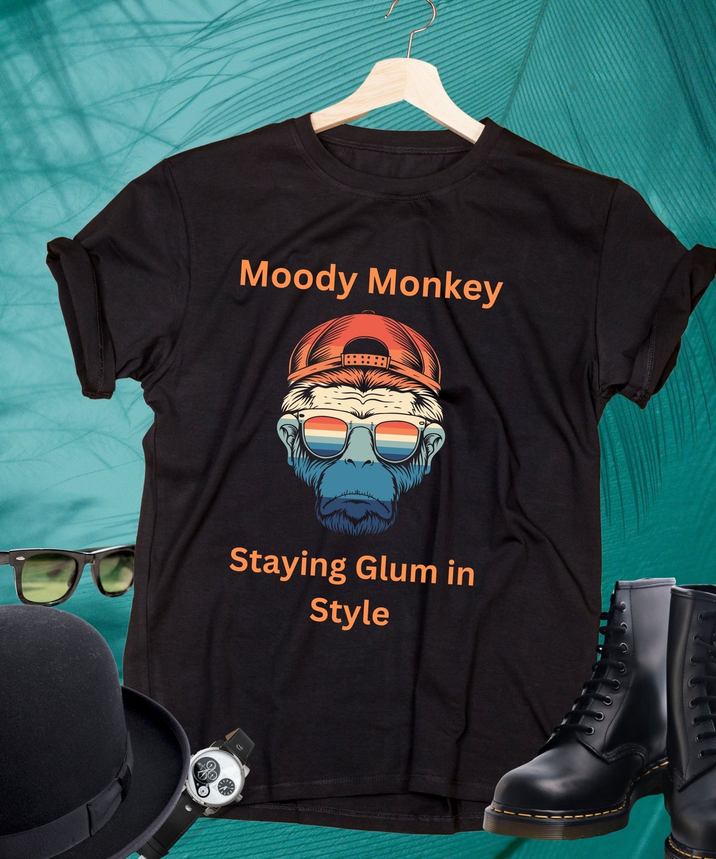 Moody Monkey: Staying Glum in Style Unisex Crewneck T - shirt, Expressions of the Day - Happiness A Click Away