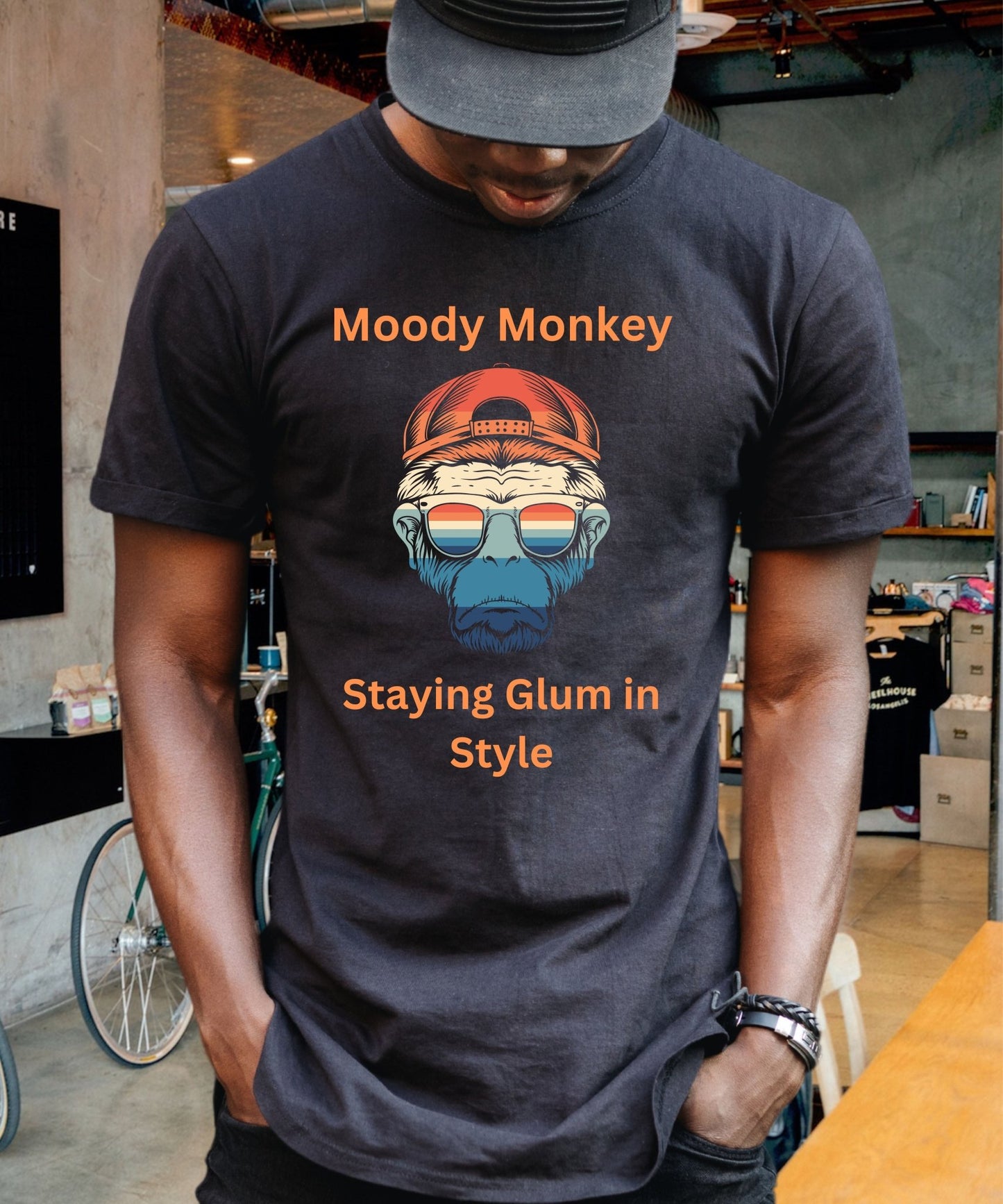 Moody Monkey: Staying Glum in Style Unisex Crewneck T - shirt, Expressions of the Day - Happiness A Click Away