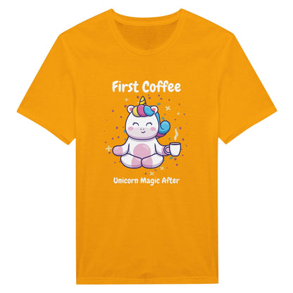 Now Coffee, Unicorn Magic After Classic Unisex Crewneck T-shirt - Happiness A Click Away