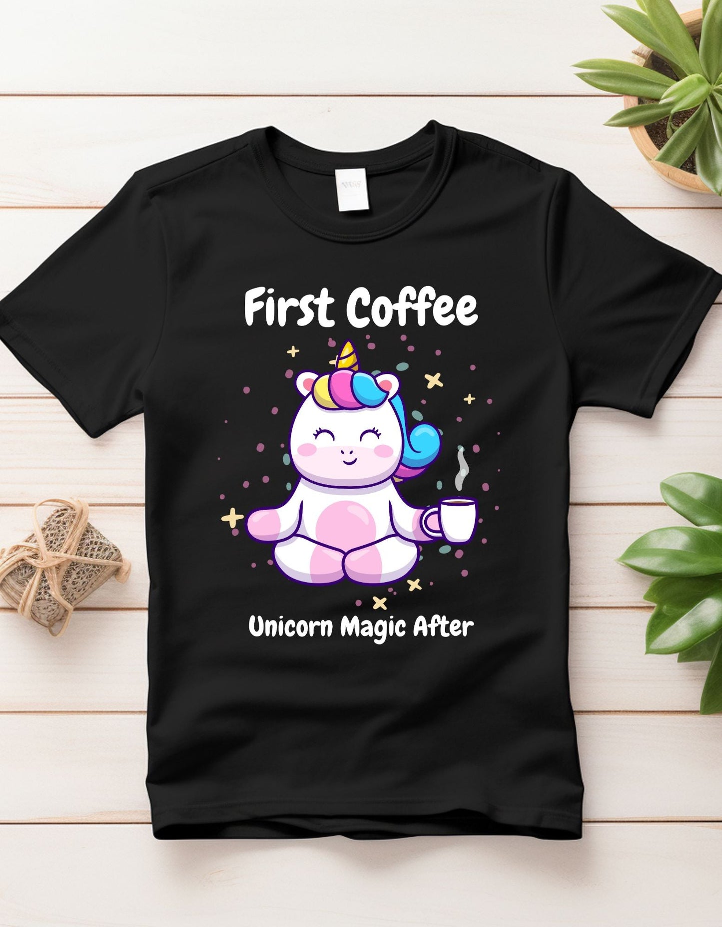 Now Coffee, Unicorn Magic After Classic Unisex Crewneck T-shirt - Happiness A Click Away