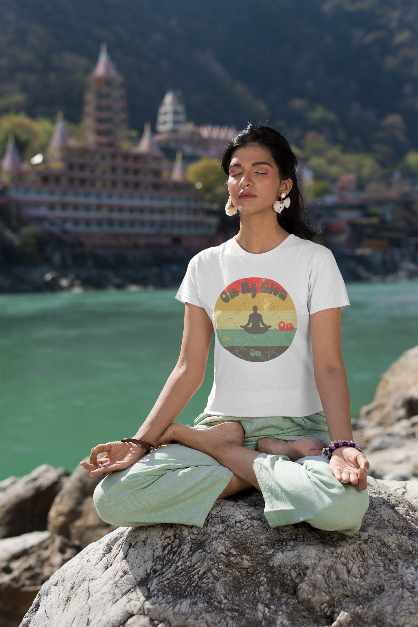 Om My Glow Unisex Crewneck T-Shirt - Yoga Retro Collection