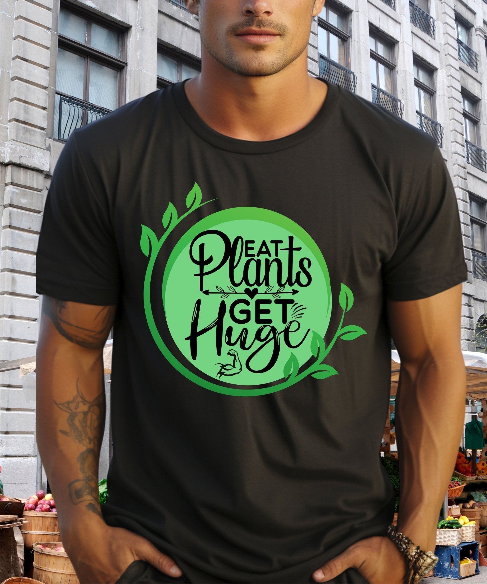 Radiate in 'Eat Plants, Get Huge' Classic Unisex Tee, Vegan Fashion Finds - Happiness A Click Away