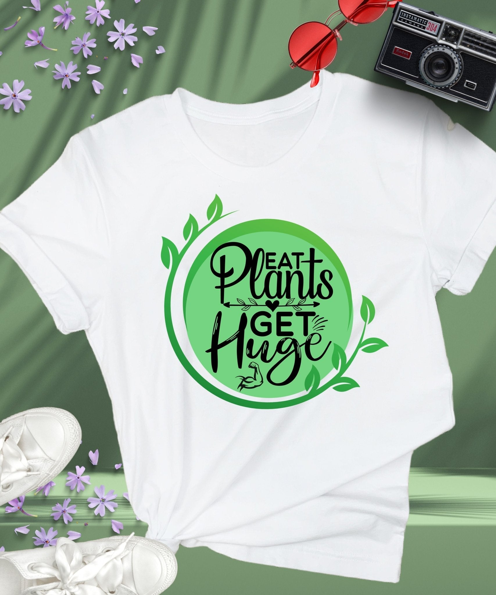 Radiate in 'Eat Plants, Get Huge' Classic Unisex Tee, Vegan Fashion Finds - Happiness A Click Away